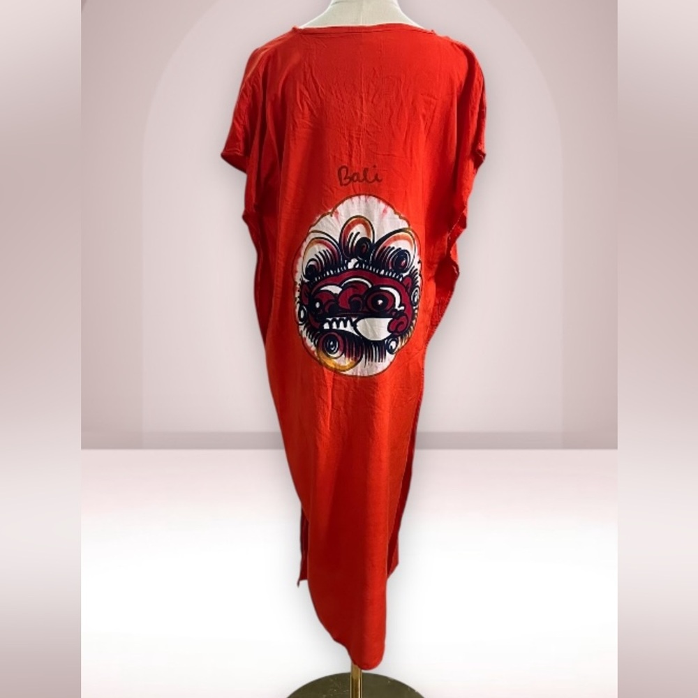 Bali Kaftan. Handmade 100% Rayon. OS
ORANGE/RED
